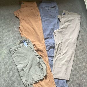 2 pants, 1 long short, 1 mid-length short